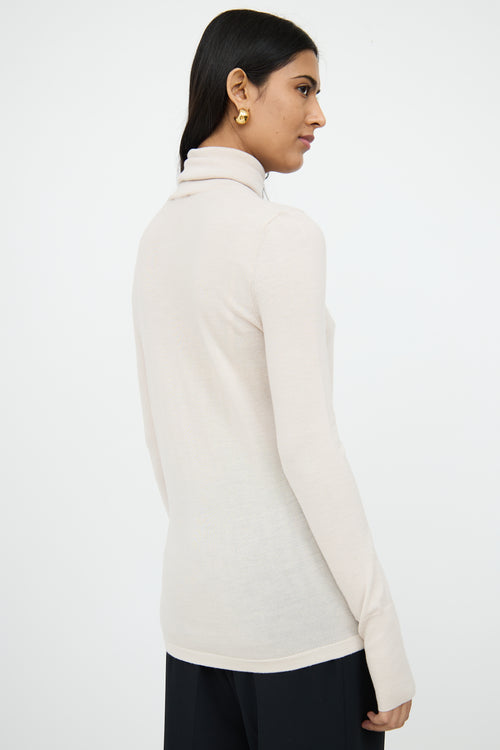 LemaireCream Wool Knit Turtleneck Top