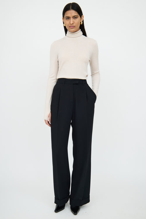 LemaireCream Wool Knit Turtleneck Top