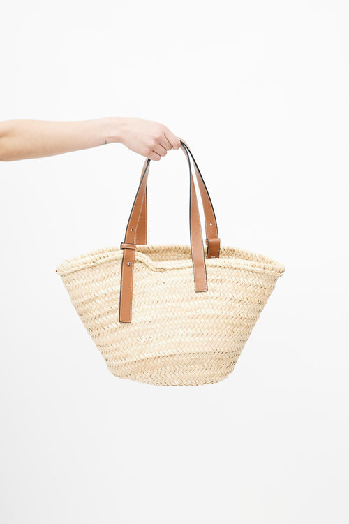 Loewe Brown Basket Woven Tote Bag