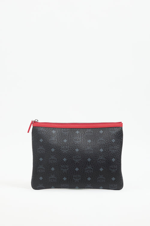 MCM Black 
Red Monogram Crossbody Pouch