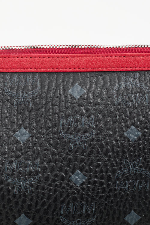 MCM Black 
Red Monogram Crossbody Pouch