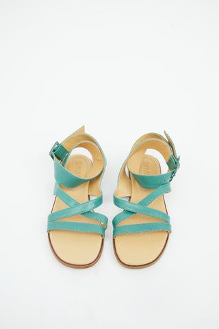 MM6 Maison Margiela Green Buckle Flat Sandal