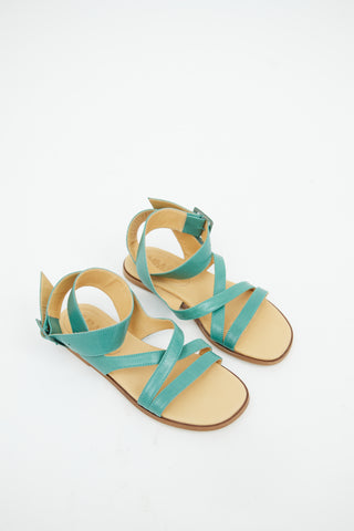 MM6 Maison Margiela Green Buckle Flat Sandal