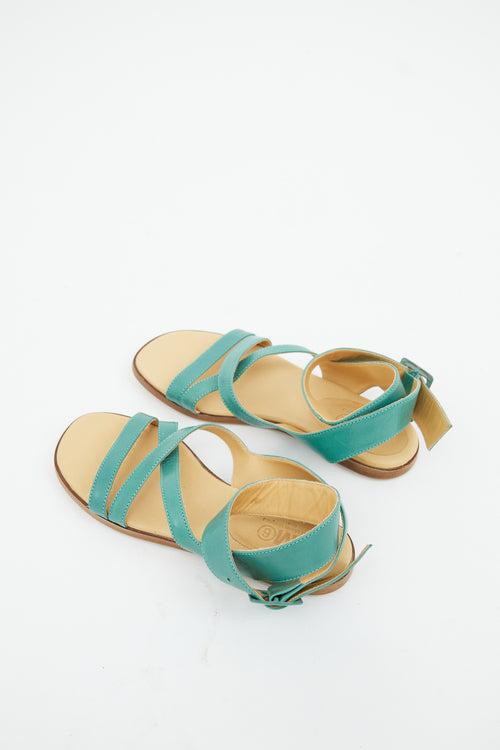 MM6 Maison Margiela Green Buckle Flat Sandal