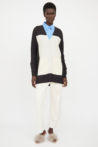 MM6 Maison Margiela Brown 
Cream Button Cardigan