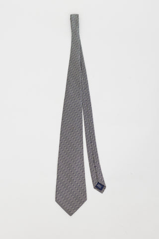 Ralph Lauren Polo Blue 
White Line Pattern Tie