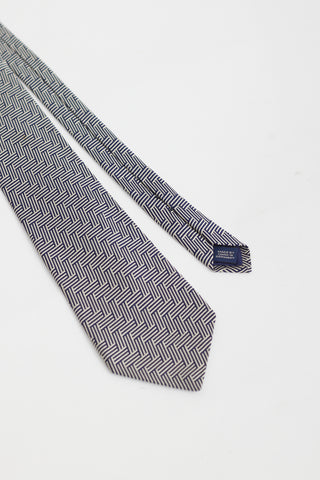 Ralph Lauren Polo Blue 
White Line Pattern Tie