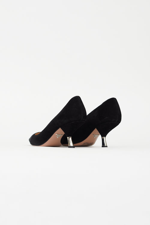 Prada Black Suede Sculptural Heel Pump