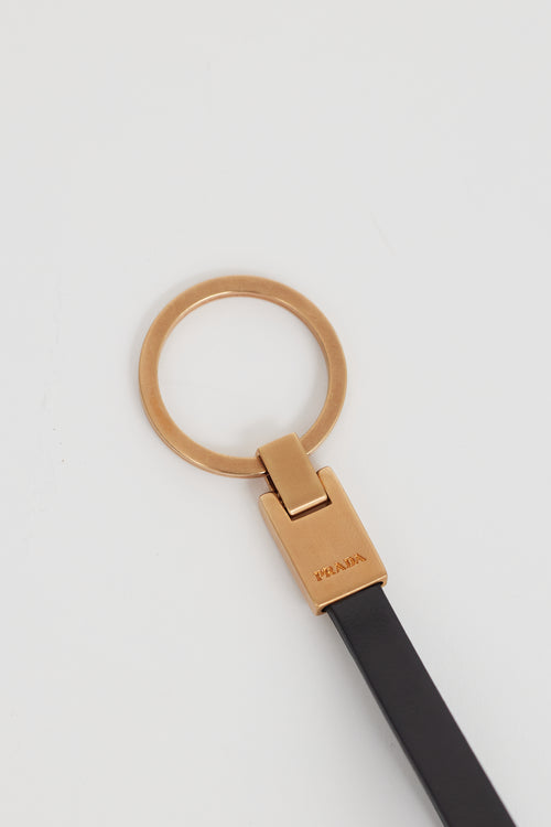 Prada Black Leather Key Holder