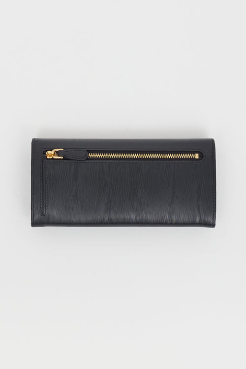 Prada Black Vernice Leather Continental Wallet