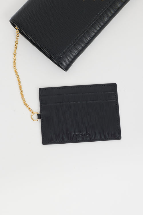 Prada Black Vernice Leather Continental Wallet