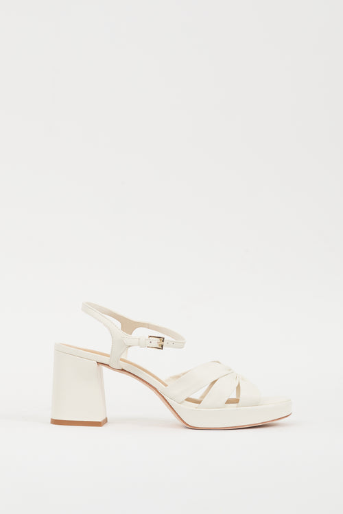 Reformation White Leather Maize Gathered Sandal