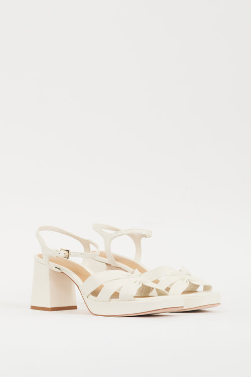 Reformation White Leather Maize Gathered Sandal