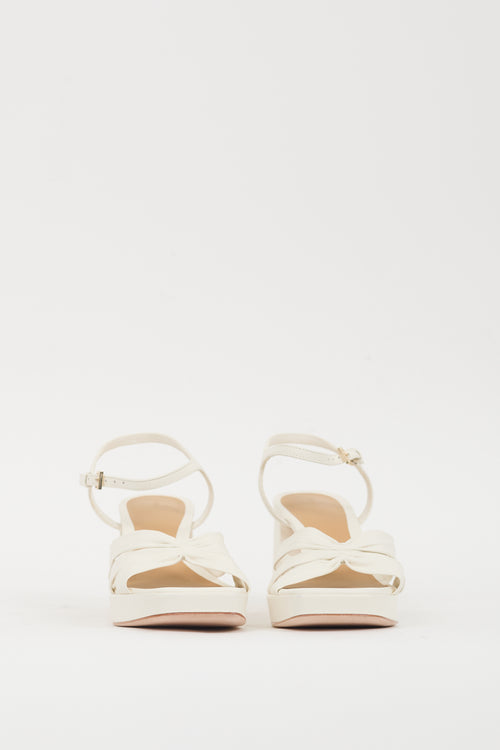 Reformation White Leather Maize Gathered Sandal