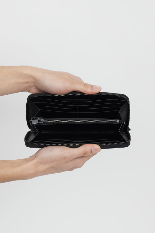 Saint Laurent Black Quilted Leather Cassandre Zip Wallet