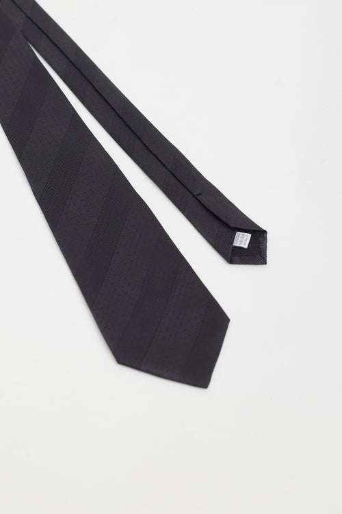 Saint Laurent Black Stripe Pattern Tie