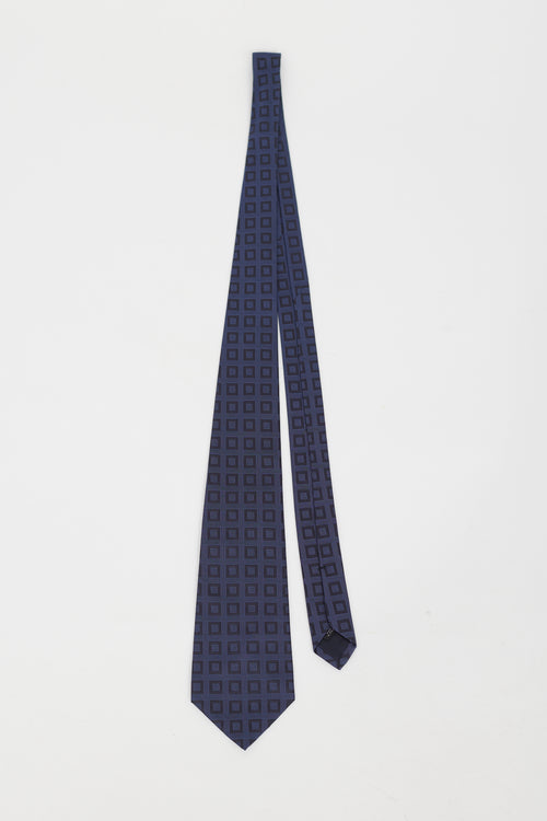 Saint Laurent Blue 
Black Square Pattern Tie