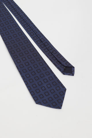 Saint Laurent Blue 
Black Square Pattern Tie