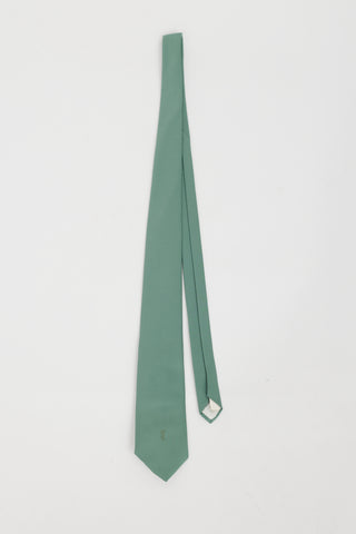 Saint Laurent Green Tonal Cassandre Logo Tie