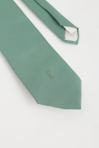 Saint Laurent Green Tonal Cassandre Logo Tie