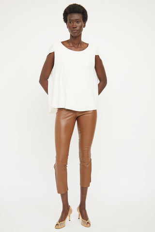 The Row Cream Layered Short Sleeve Top