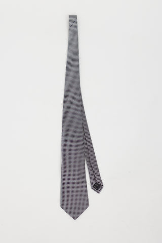 Tom Ford Navy 
White Square Print Tie