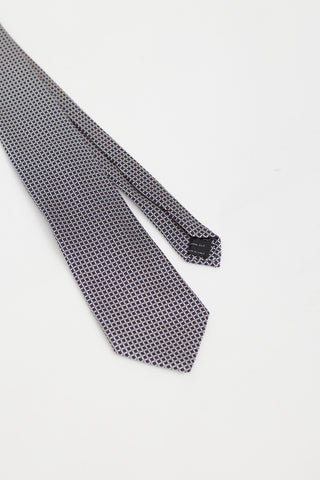 Tom Ford Navy 
White Square Print Tie