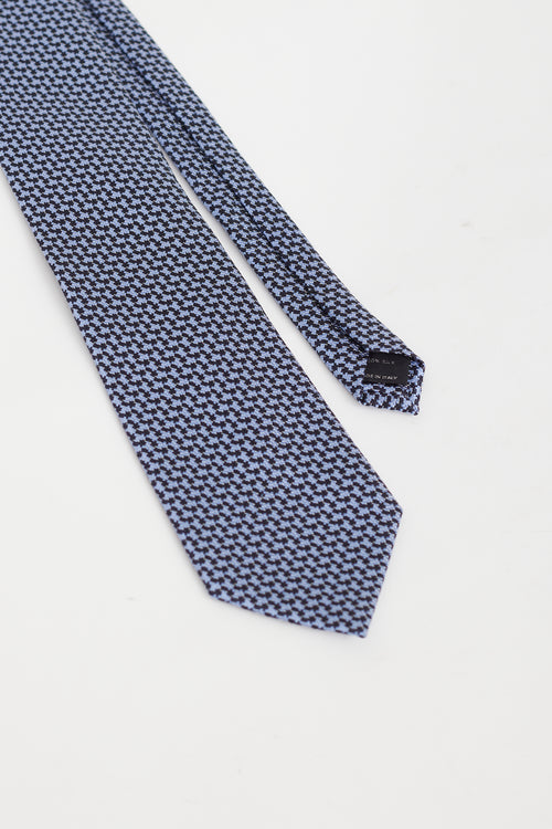 Tom Ford Navy 
Black Houndstooth Tie