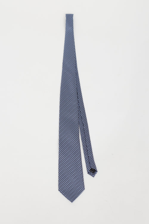 Tom Ford Navy 
Black Houndstooth Tie