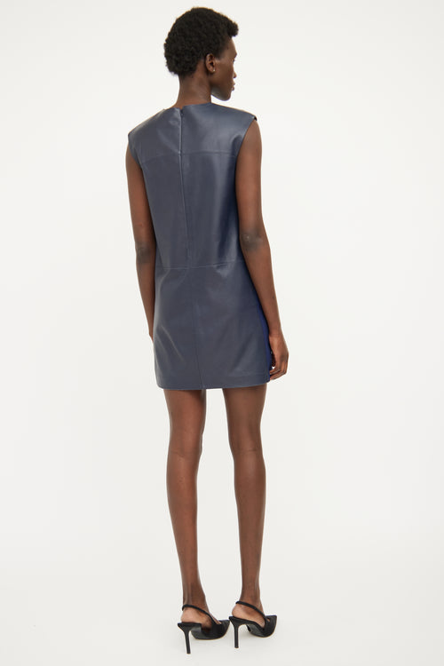 Vince Navy Leather Paneled Dress