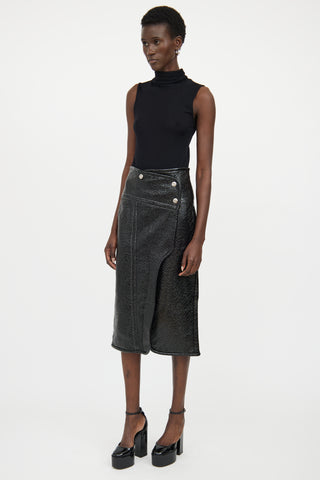 Yigal Azrouel Black Patent Leather Midi Skirt