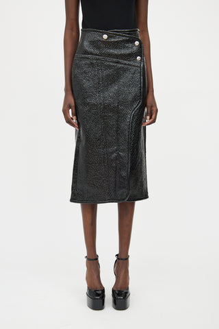 Yigal Azrouel Black Patent Leather Midi Skirt