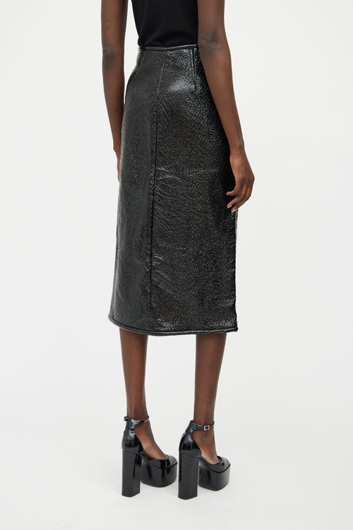 Yigal Azrouel Black Patent Leather Midi Skirt