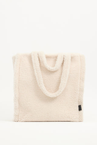 Yves Salomon Cream Shearling Tote Bag