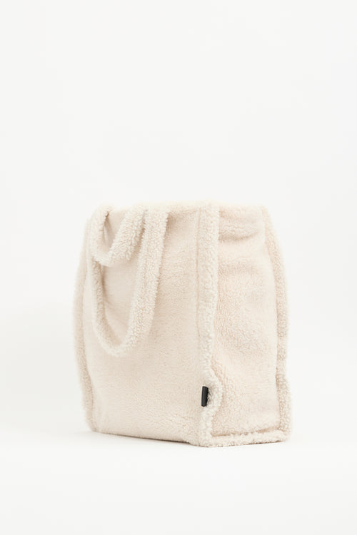 Yves Salomon Cream Shearling Tote Bag