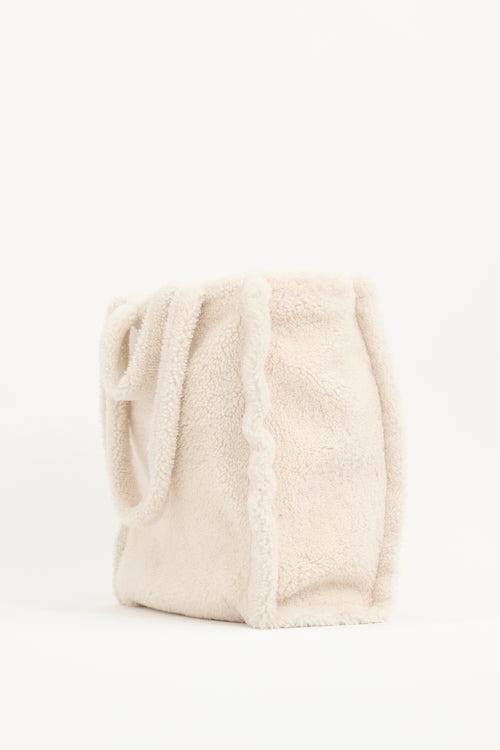 Yves Salomon Cream Shearling Tote Bag