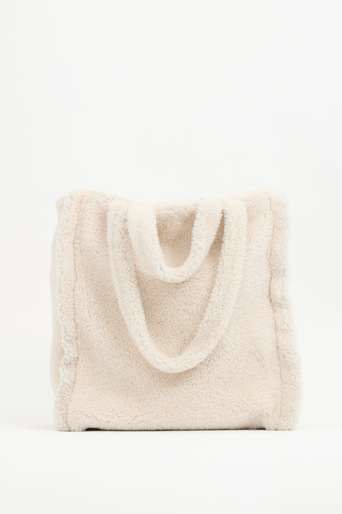 Yves Salomon Cream Shearling Tote Bag