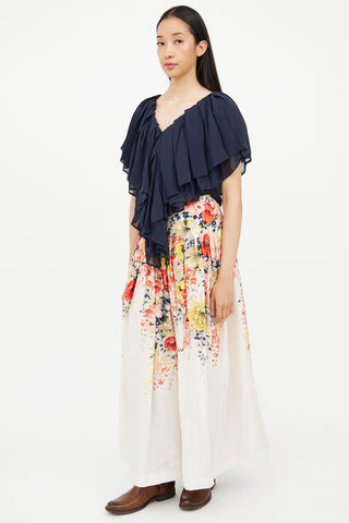 Zimmermann Red 
Yellow 
White Floral Skirt