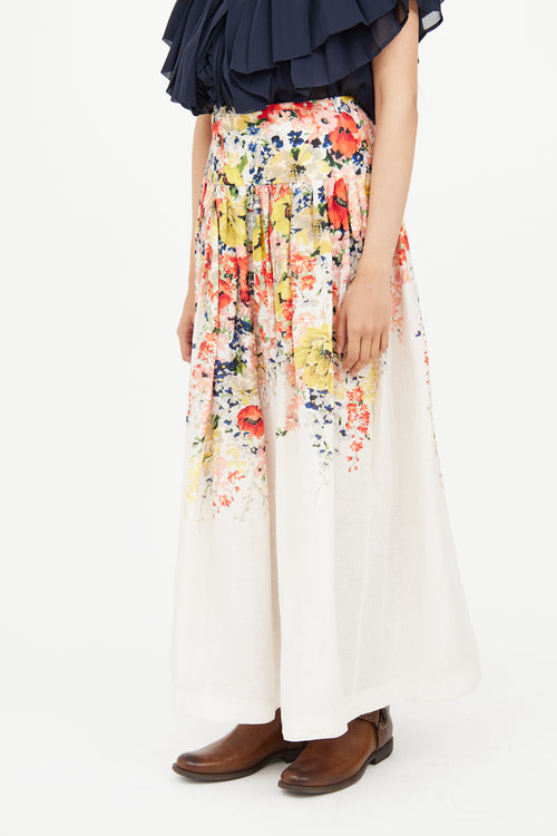 Zimmermann Red 
Yellow 
White Floral Skirt