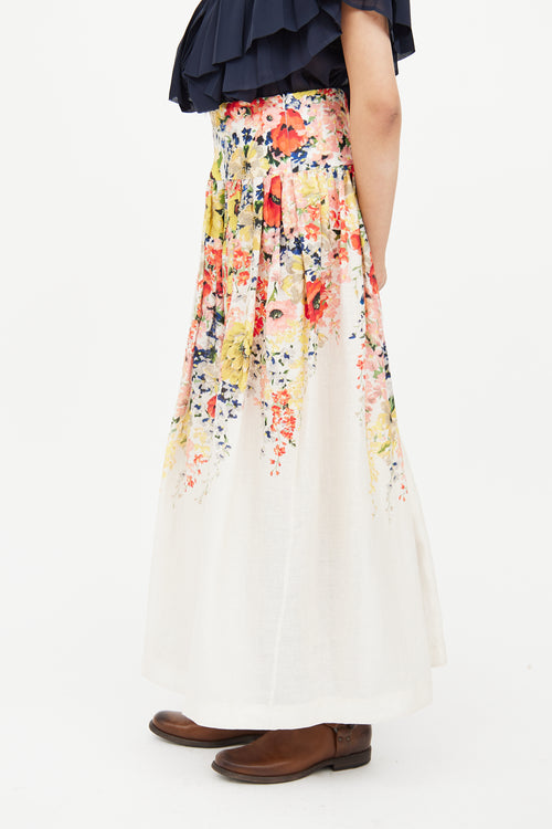 Zimmermann Red 
Yellow 
White Floral Skirt