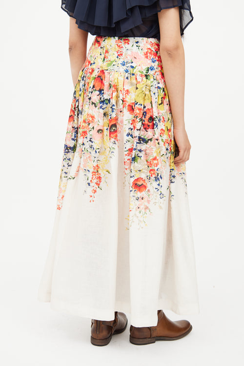 Zimmermann Red 
Yellow 
White Floral Skirt