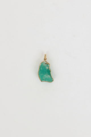 Fine Jewelry 10K Yellow Gold Rough Emerald Stone Pendant