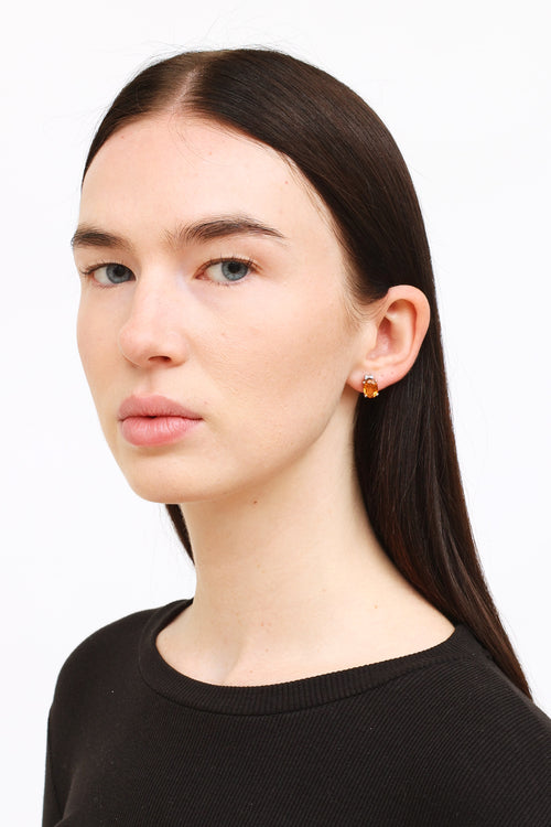 Fine Jewelry 14K Gold Citrine 
Diamond Earrings