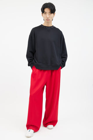 Acne Studios Black Cotton Flogho Logo Sweater