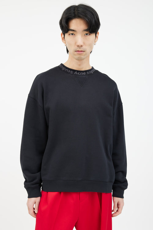 Acne Studios Black Cotton Flogho Logo Sweater