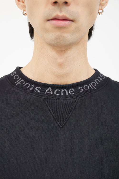 Acne Studios Black Cotton Flogho Logo Sweater