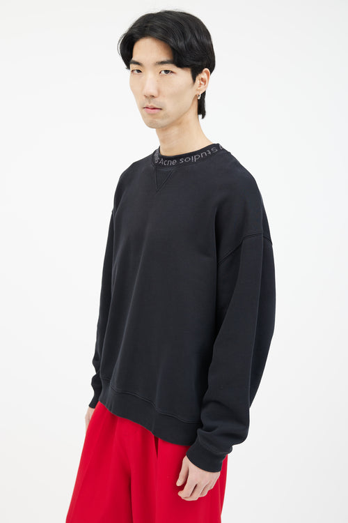 Acne Studios Black Cotton Flogho Logo Sweater