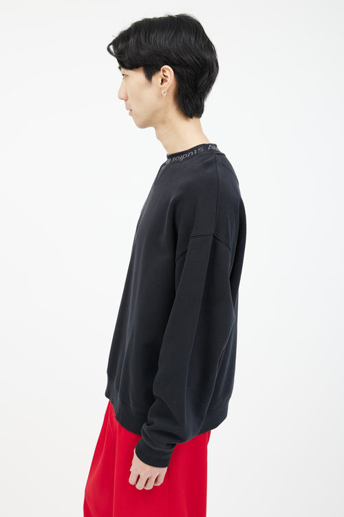 Acne Studios Black Cotton Flogho Logo Sweater