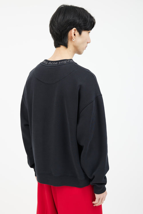 Acne Studios Black Cotton Flogho Logo Sweater