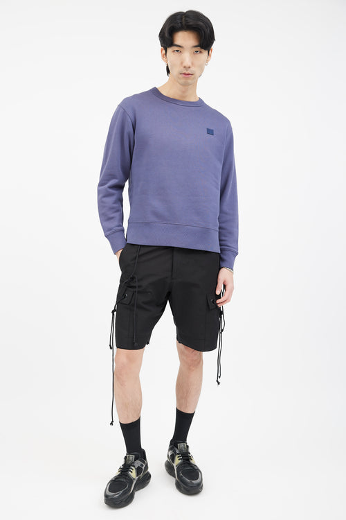 Acne Studios Blue Cotton Fairview Face Logo Sweater